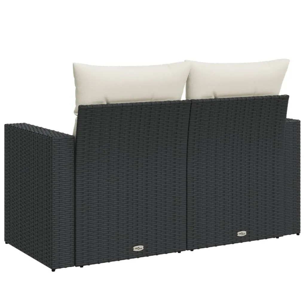 2-Seater Garden Sofa PE Rattan Black with Cushions