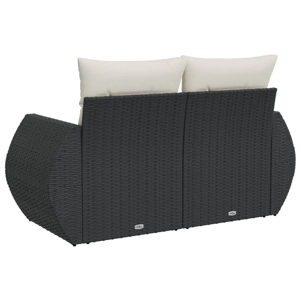 2-Seater Garden Sofa Outdoor Lounger Patio Seating with Removable Cushions Black
