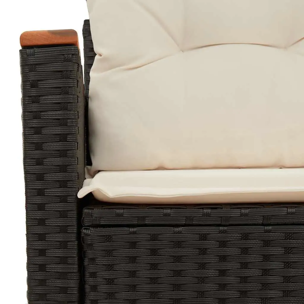 2-Seater Garden Sofa with Cushions Outdoor Patio Furniture Black Poly Rattan