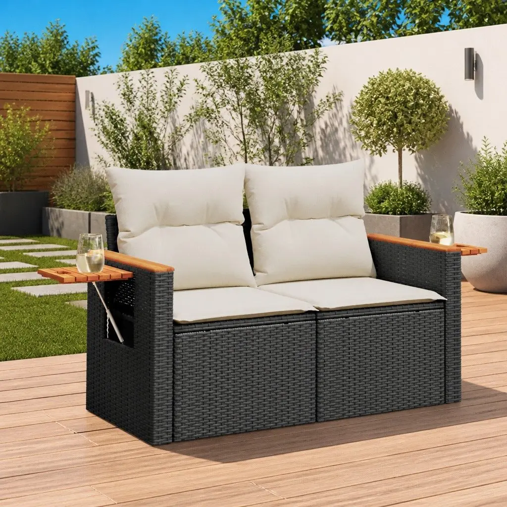 2-Seater Garden Sofa with Foldable Table