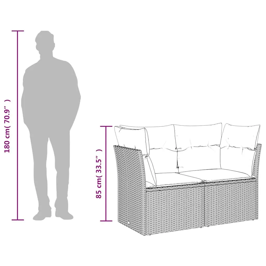 2-Seater Garden Sofa PE Rattan Outdoor Lounge Seat with Cushions Black