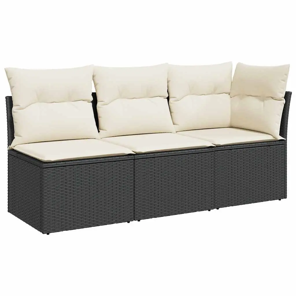 3SeaterGardenSofaOutdoorModularPErattanBlackwithStorageCushions