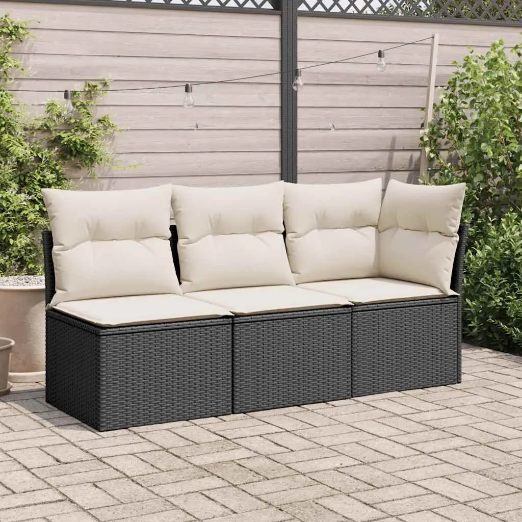 3SeaterGardenSofaOutdoorModularPErattanBlackwithStorageCushions