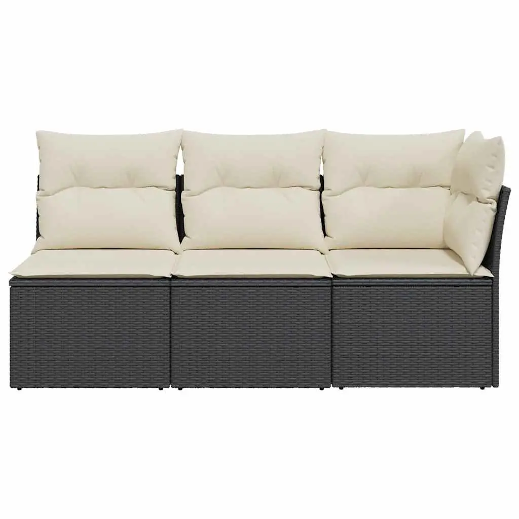 3SeaterGardenSofaOutdoorModularPErattanBlackwithStorageCushions