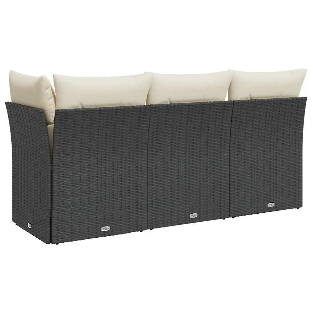 3SeaterGardenSofaOutdoorModularPErattanBlackwithStorageCushions