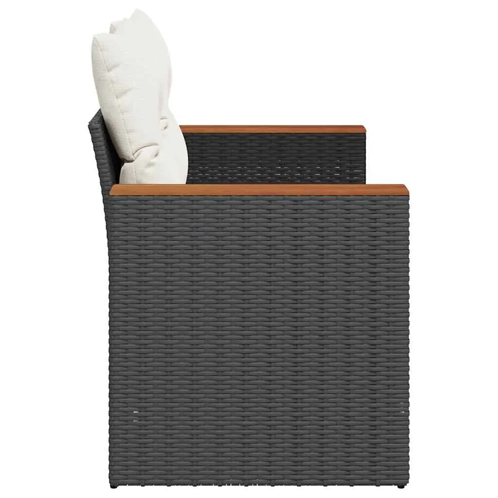 Outdoor Garden Sofa 2-Seater Black Poly Rattan with Storage Cushions Modular
