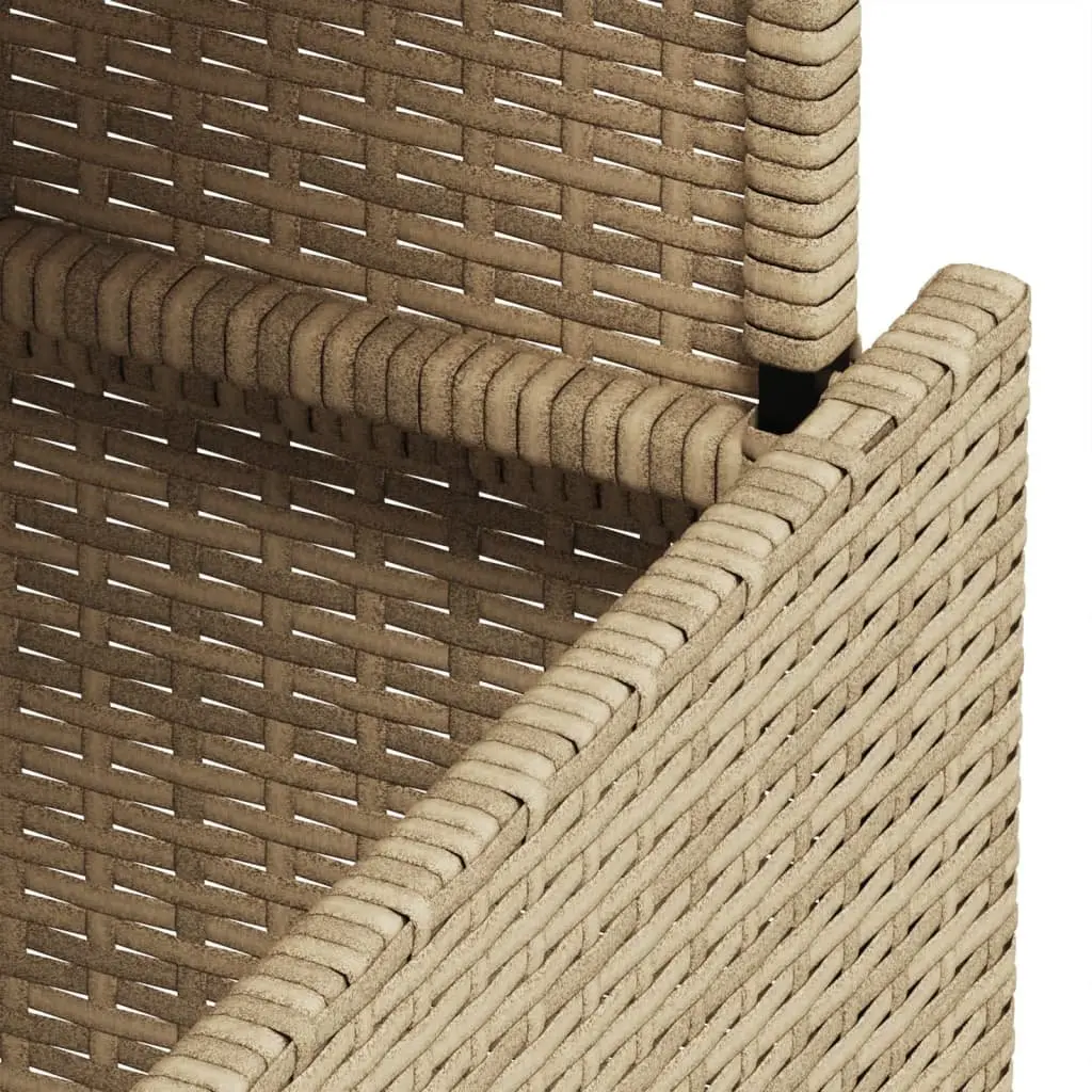Garden Table Adjustable Glass Top Outdoor Furniture Beige Poly Rattan 100x55x73cm