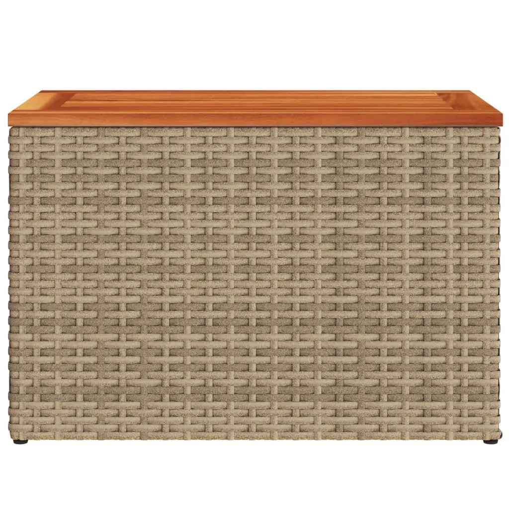 Garden Tables Outdoor Furniture 2 Piece Beige PE Rattan Frame Wood Top