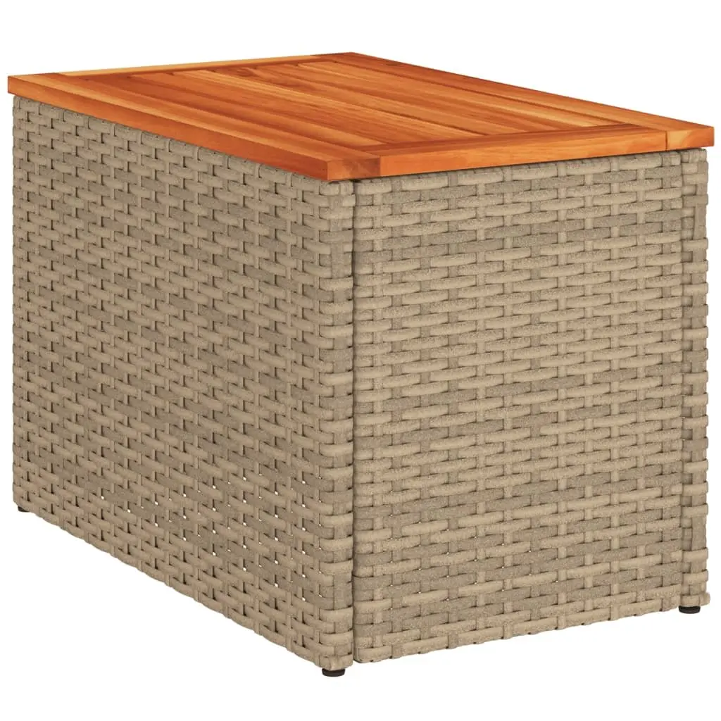 Garden Tables Outdoor Furniture 2 Piece Beige PE Rattan Frame Wood Top