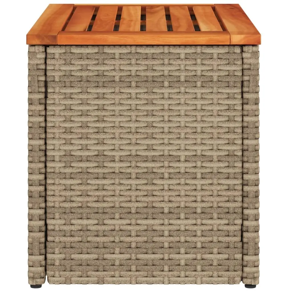 Garden Tables Outdoor Furniture 2 Piece Beige PE Rattan Frame Wood Top