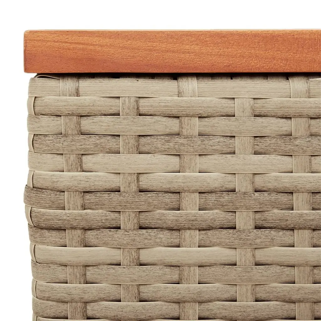 Garden Tables Outdoor Furniture 2 Piece Beige PE Rattan Frame Wood Top