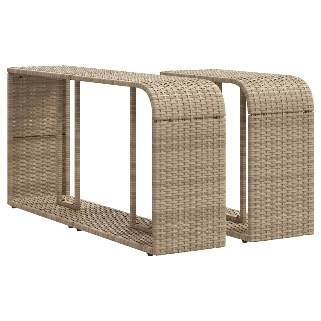 Storage Shelves PE Rattan 2 Piece Beige Outdoor Garden Organiser
