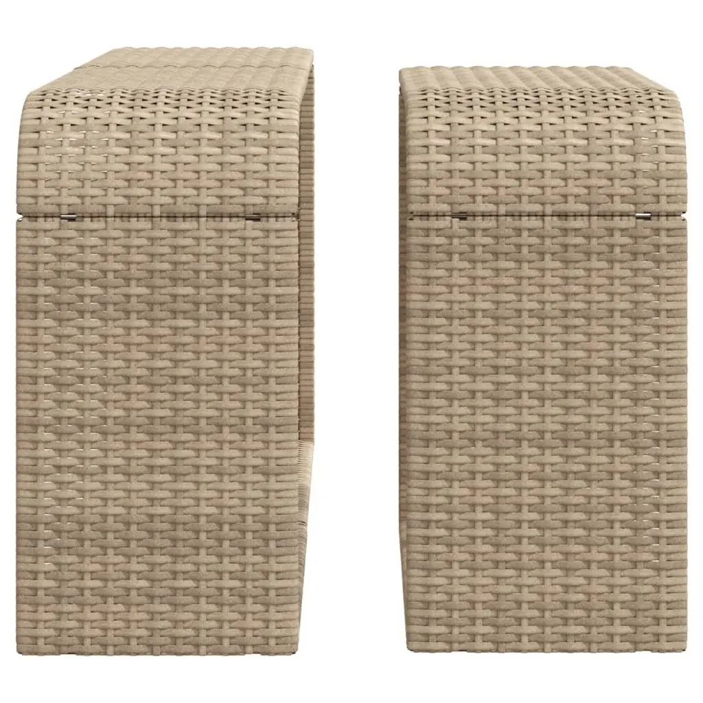 Storage Shelves PE Rattan 2 Piece Beige Outdoor Garden Organiser