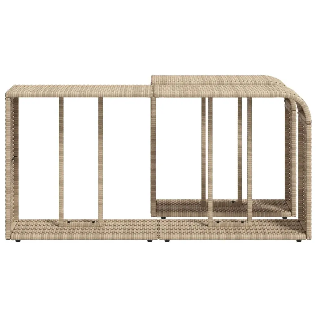 Storage Shelves PE Rattan 2 Piece Beige Outdoor Garden Organiser