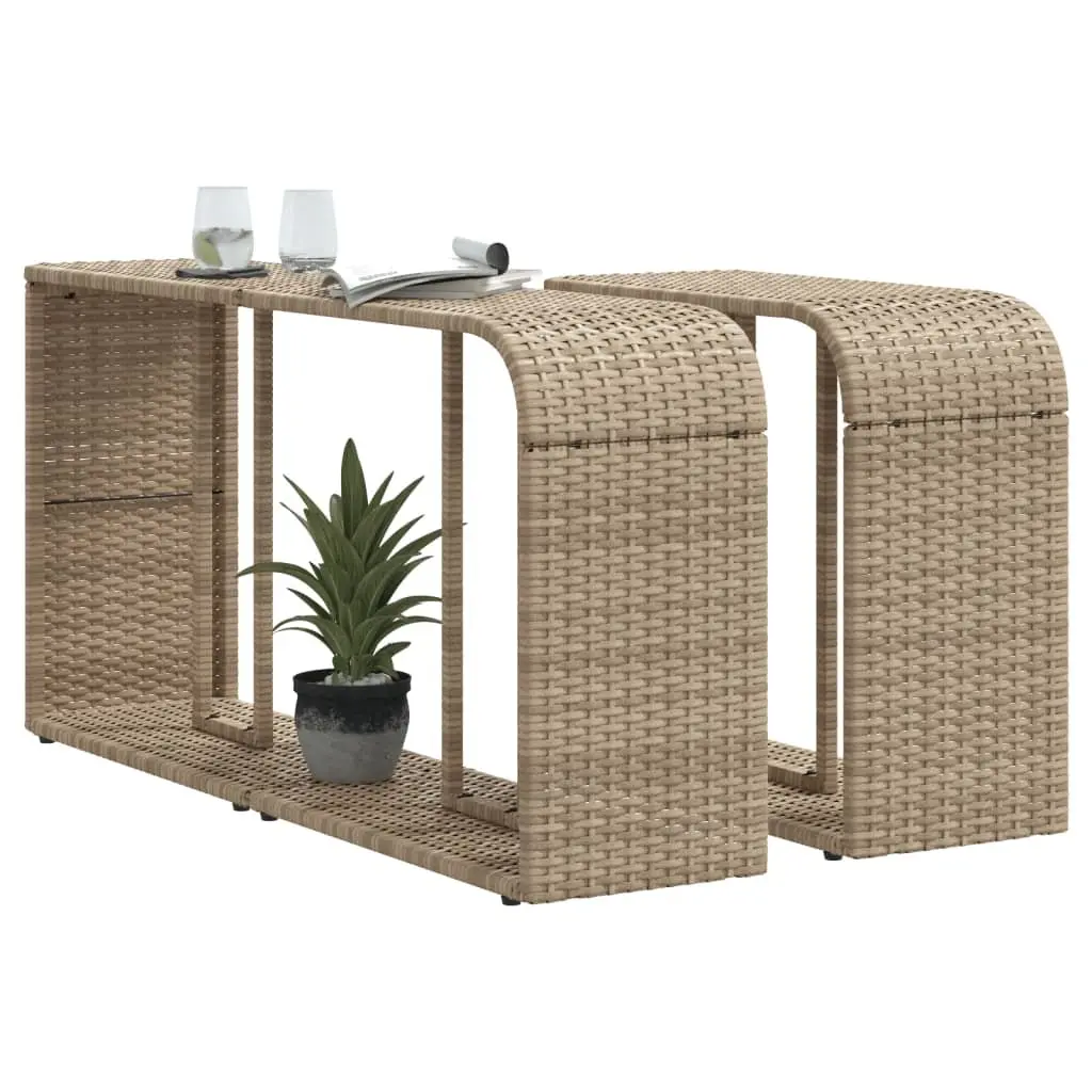 Storage Shelves PE Rattan 2 Piece Beige Outdoor Garden Organiser