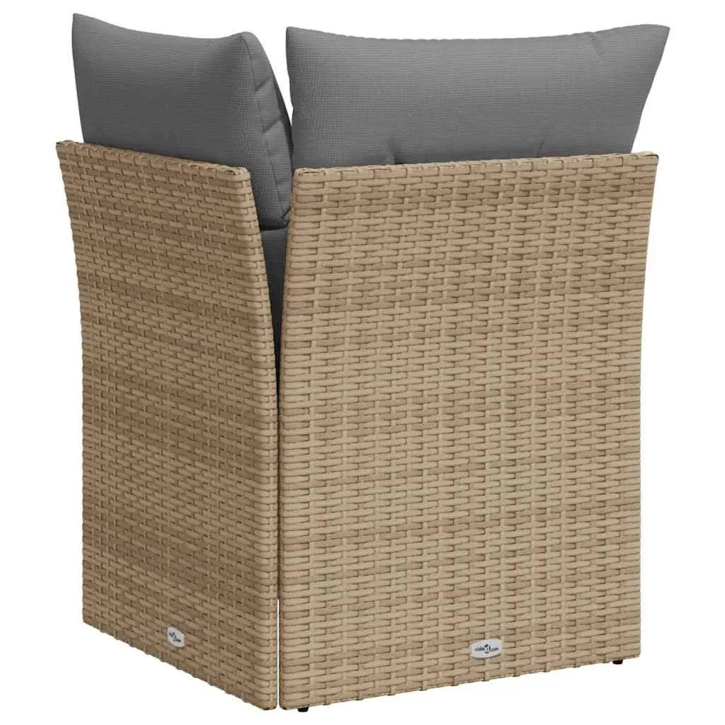 Outdoor Corner Sofa Poly Rattan Garden Furniture with Padded Cushions Beige