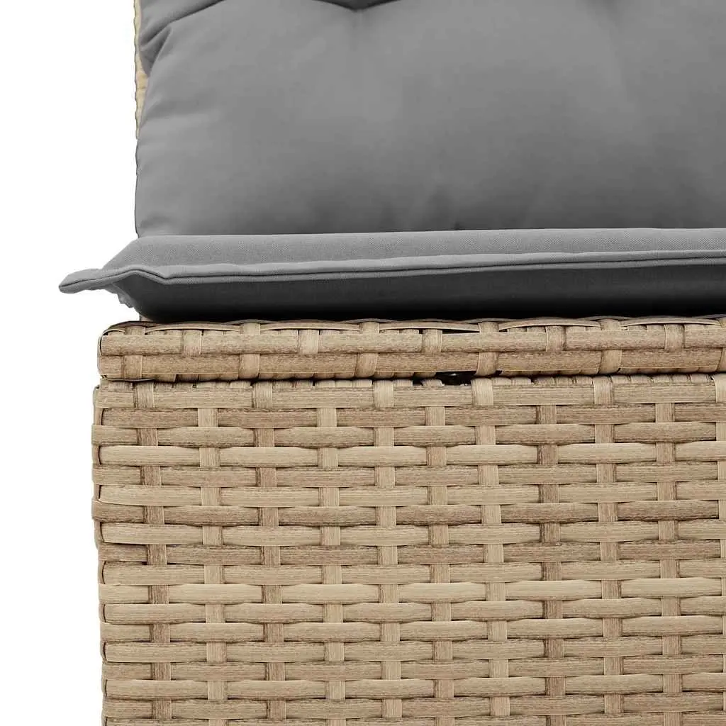 Outdoor Corner Sofa Poly Rattan Garden Furniture with Padded Cushions Beige