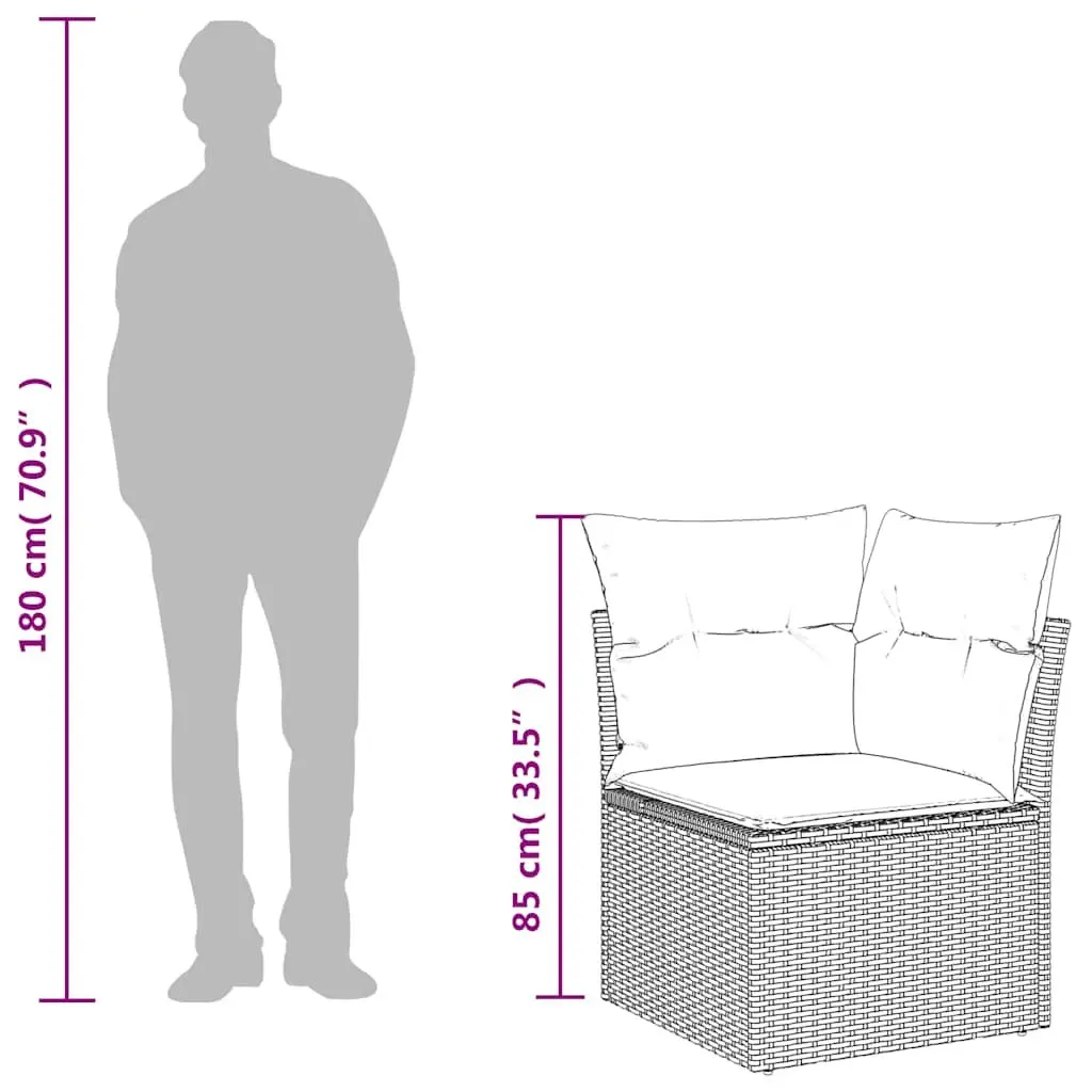Outdoor Corner Sofa Poly Rattan Garden Furniture with Padded Cushions Beige