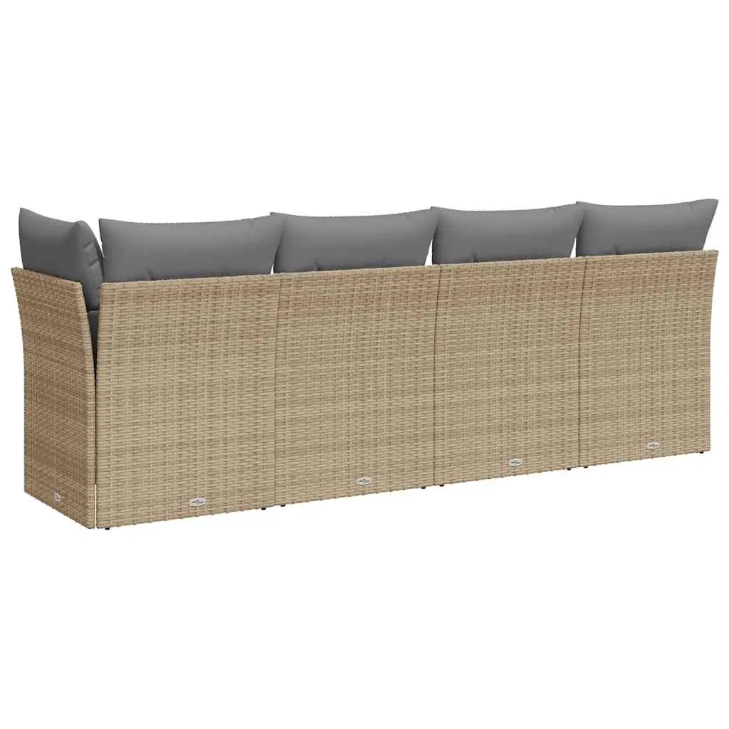 Outdoor Sofa 4-Seater Garden Furniture Set Beige Cushions Rattan Patio Lounge
