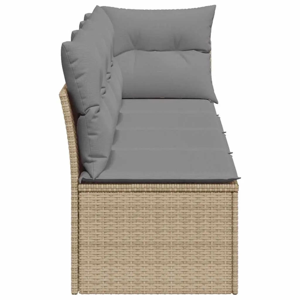 Outdoor Sofa 4-Seater Garden Furniture Set Beige Cushions Rattan Patio Lounge