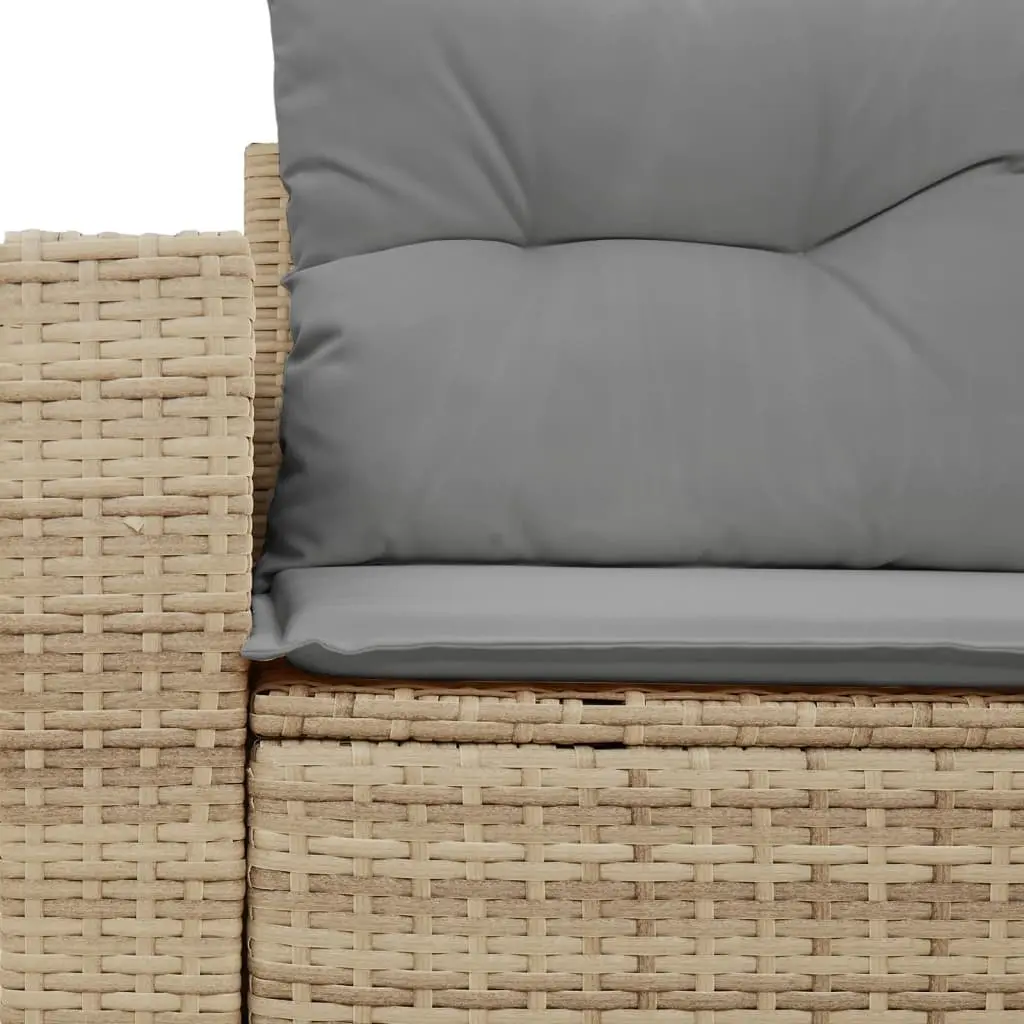 2-Seater Garden Sofa PE Rattan with Cushions Beige Outdoor Patio Furniture