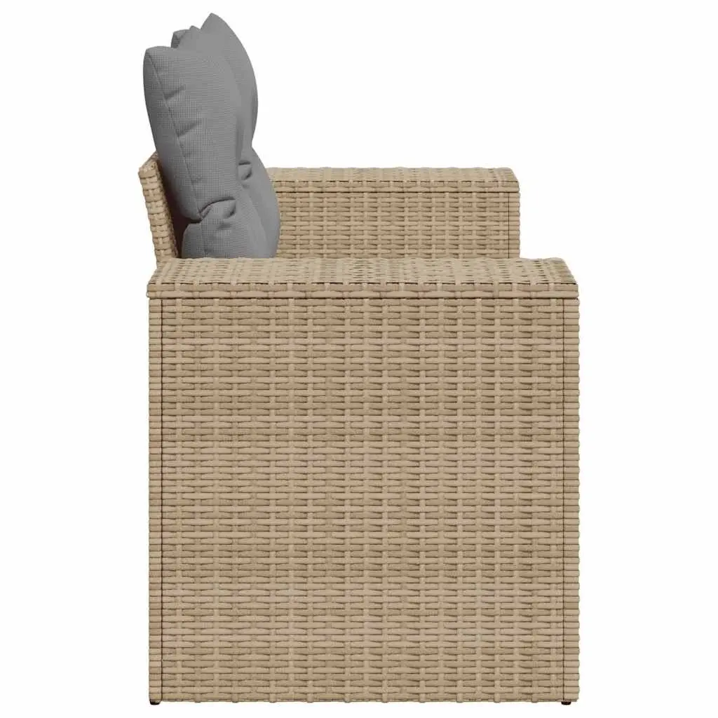 2-Seater Garden Sofa PE Rattan Beige Outdoor Patio Furniture with Cushions