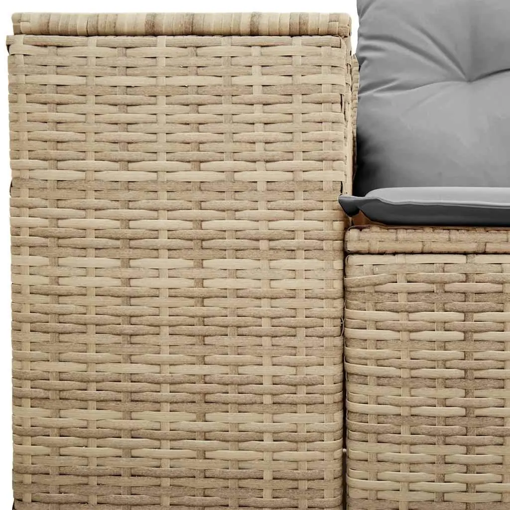 2-Seater Garden Sofa PE Rattan Beige Outdoor Patio Furniture with Cushions
