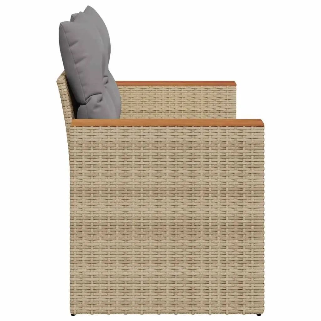 Outdoor Garden Sofa 2-Seater Beige PE Rattan with Cushions Patio Seating