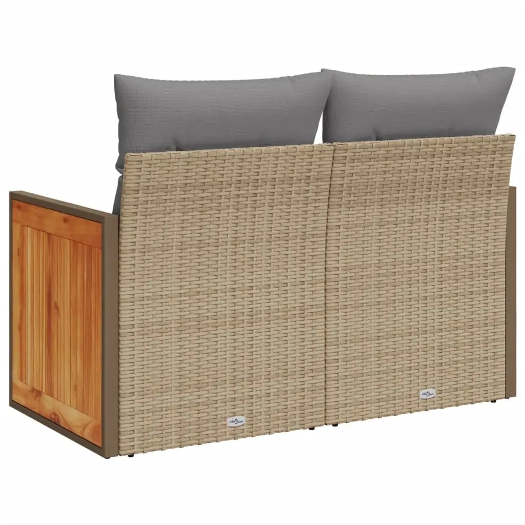 Garden Sofa 2-Seater Outdoor Seating with Cushions Modular Patio Furniture Beige