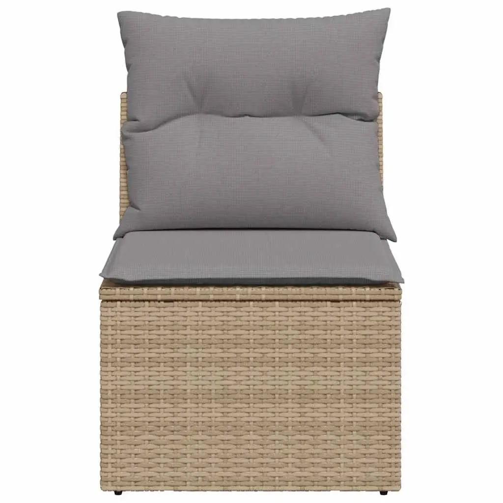 Outdoor Garden Chair Armless PE Rattan with Cushions Storage Beige Patio Seating