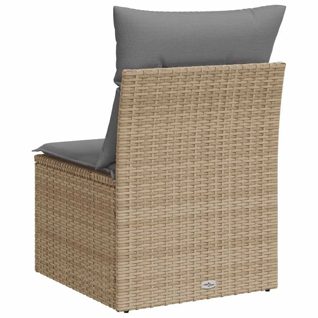 Outdoor Garden Chair Armless PE Rattan with Cushions Storage Beige Patio Seating