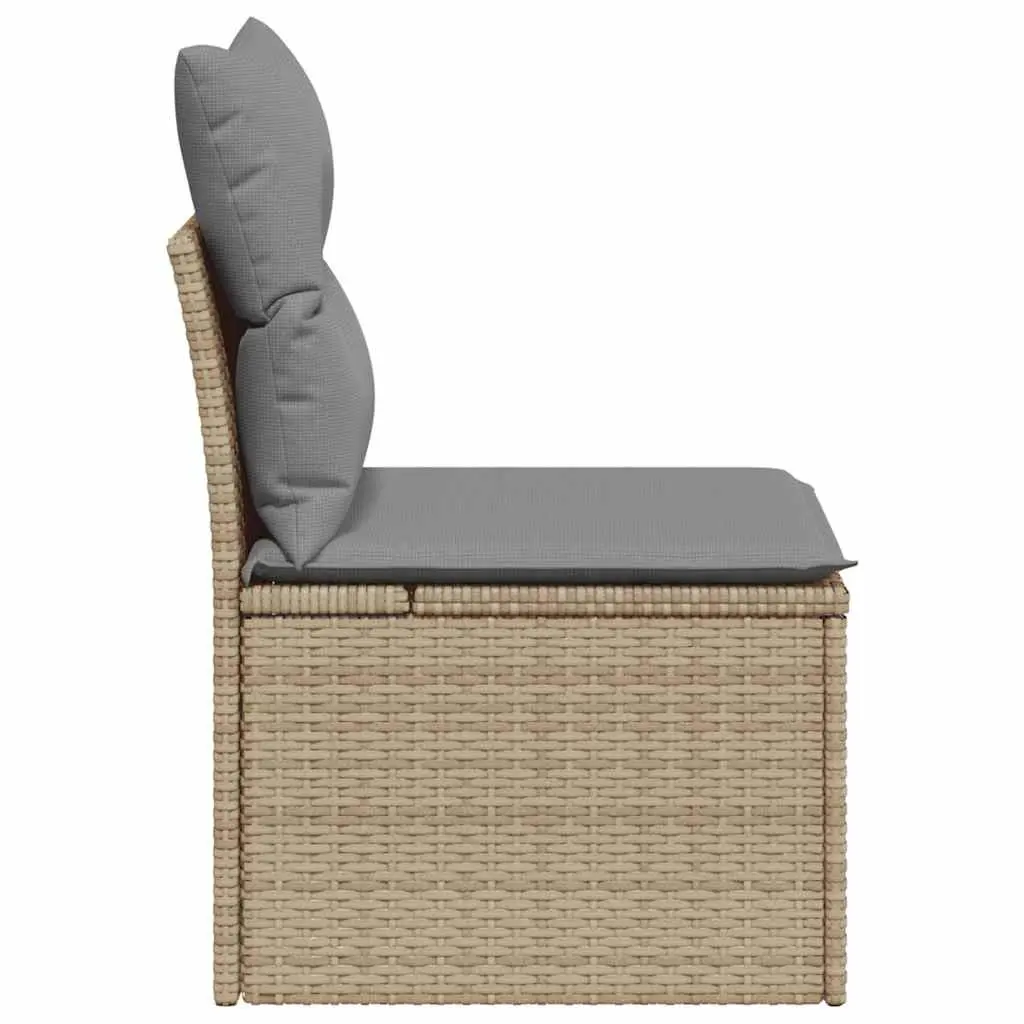 Outdoor Garden Chair Armless PE Rattan with Cushions Storage Beige Patio Seating