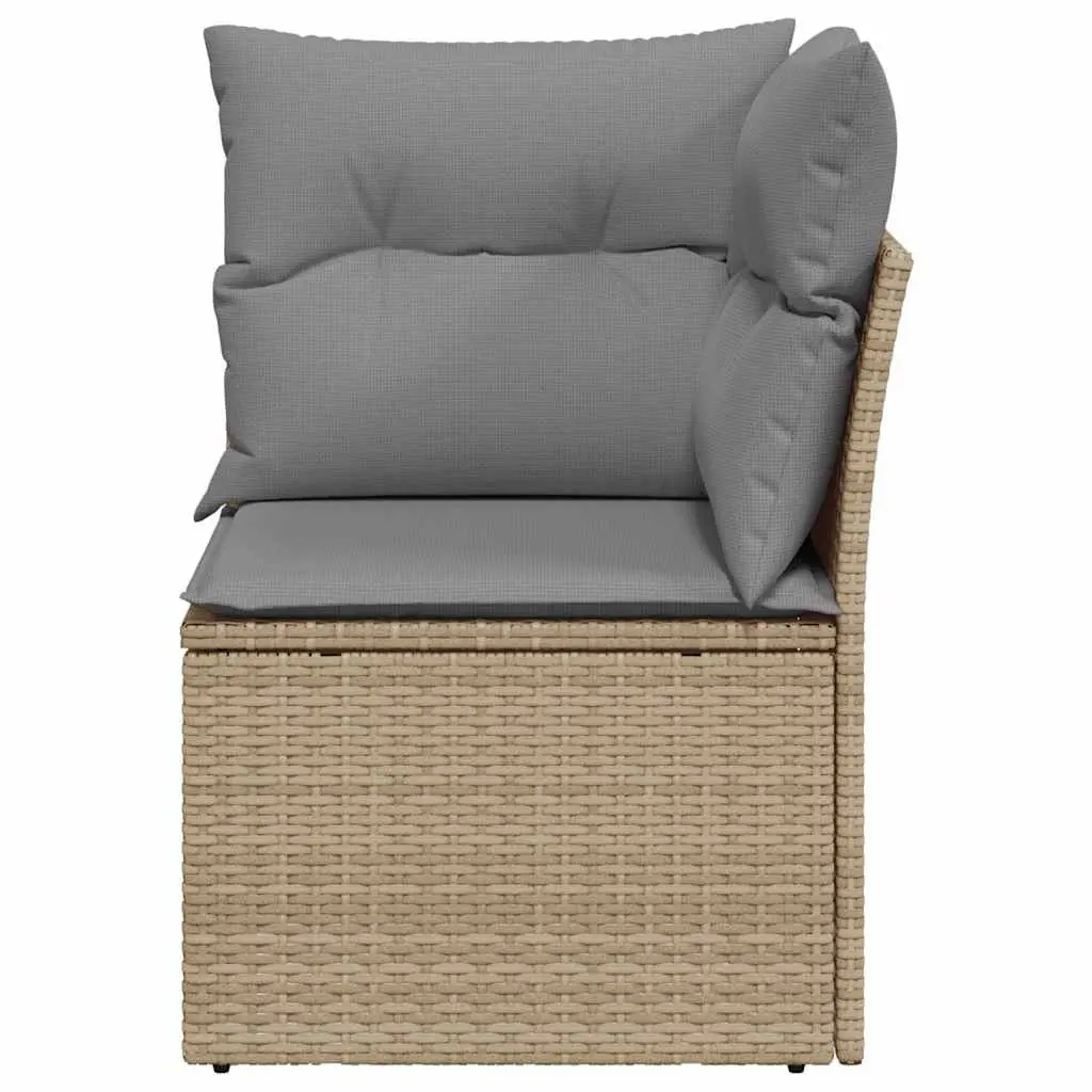 Garden Corner Sofa Poly Rattan Beige Outdoor Sectional Seating Set