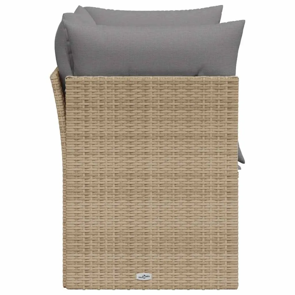 2-Seater Garden Sofa PE Rattan Outdoor Seating with Storage Beige