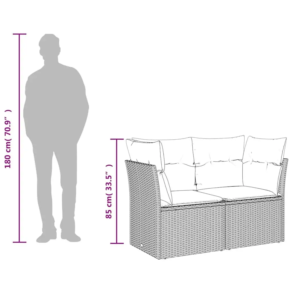 2-Seater Garden Sofa PE Rattan Outdoor Seating with Storage Beige