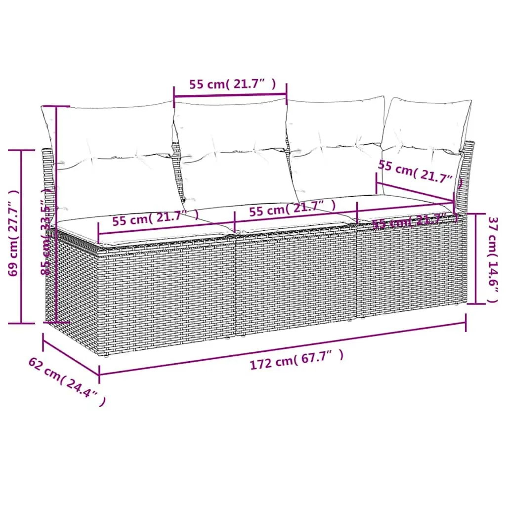3-Seater Garden Sofa for Outdoor Living