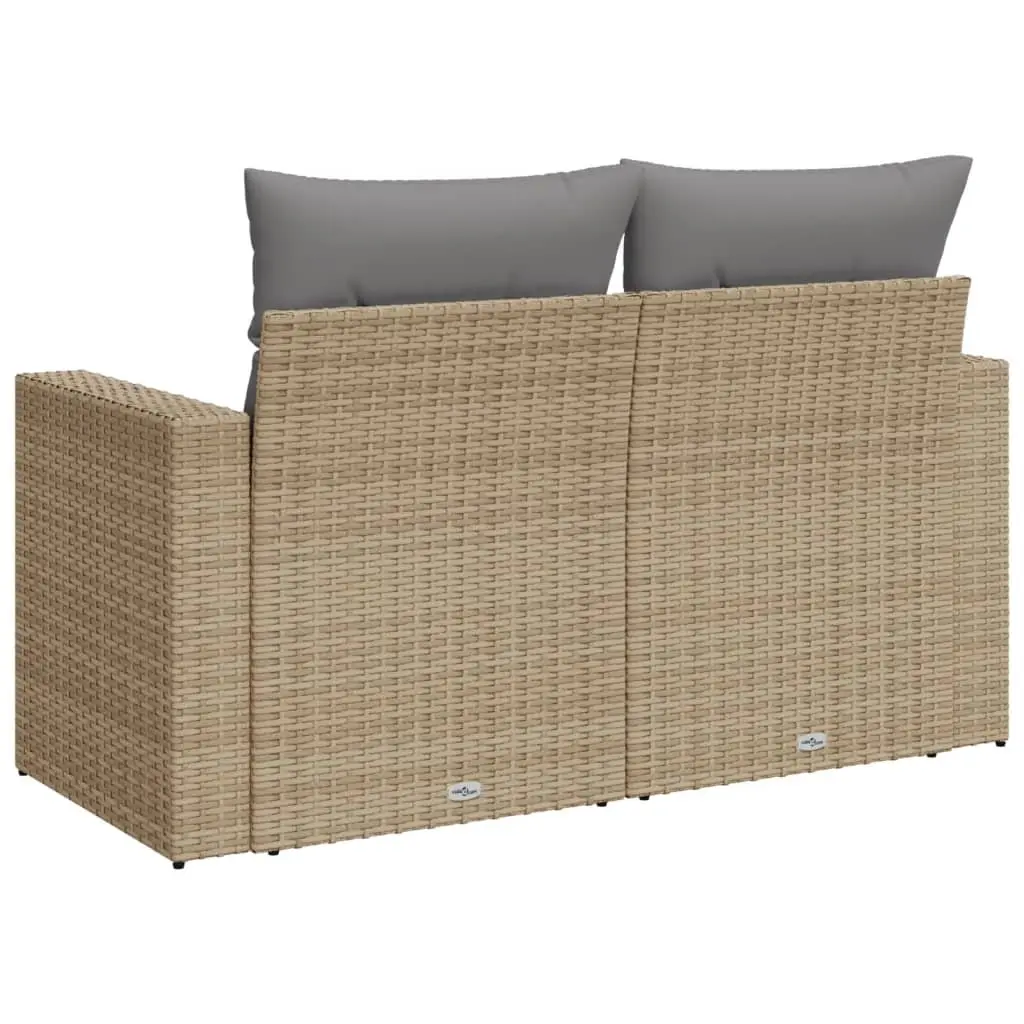 Beige Outdoor Furniture Set 2-Seater Garden Sofa Poly Rattan Construction with Cushions and Storage