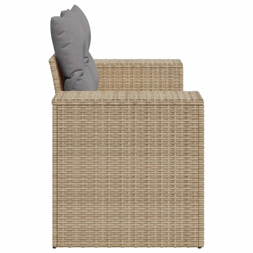 Outdoor Garden Sofa 2-Seater with Cushions Storage Beige Poly Rattan Patio