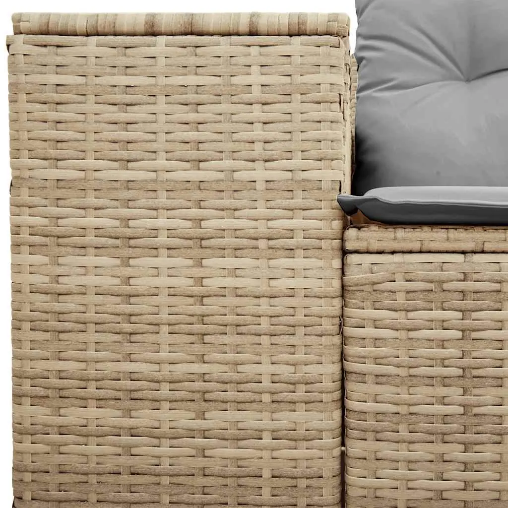 Outdoor Garden Sofa 2-Seater with Cushions Storage Beige Poly Rattan Patio