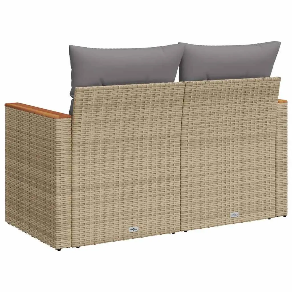 2-Seater Garden Sofa PE Rattan with Storage Beige
