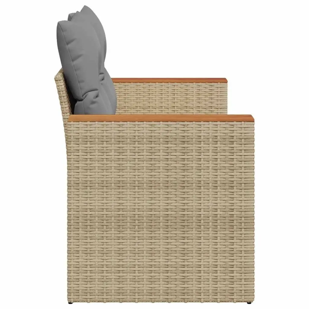 2-Seater Garden Sofa PE Rattan with Storage Beige