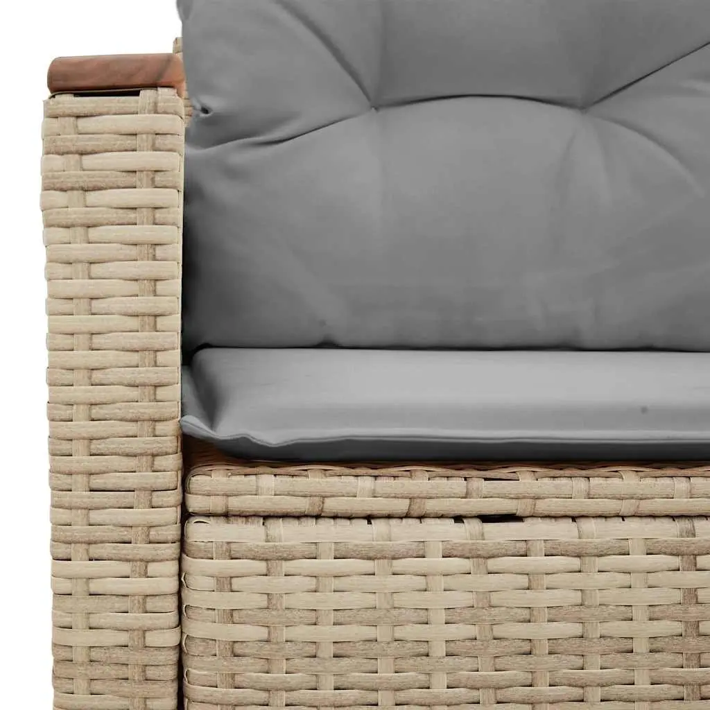 2-Seater Garden Sofa PE Rattan with Storage Beige