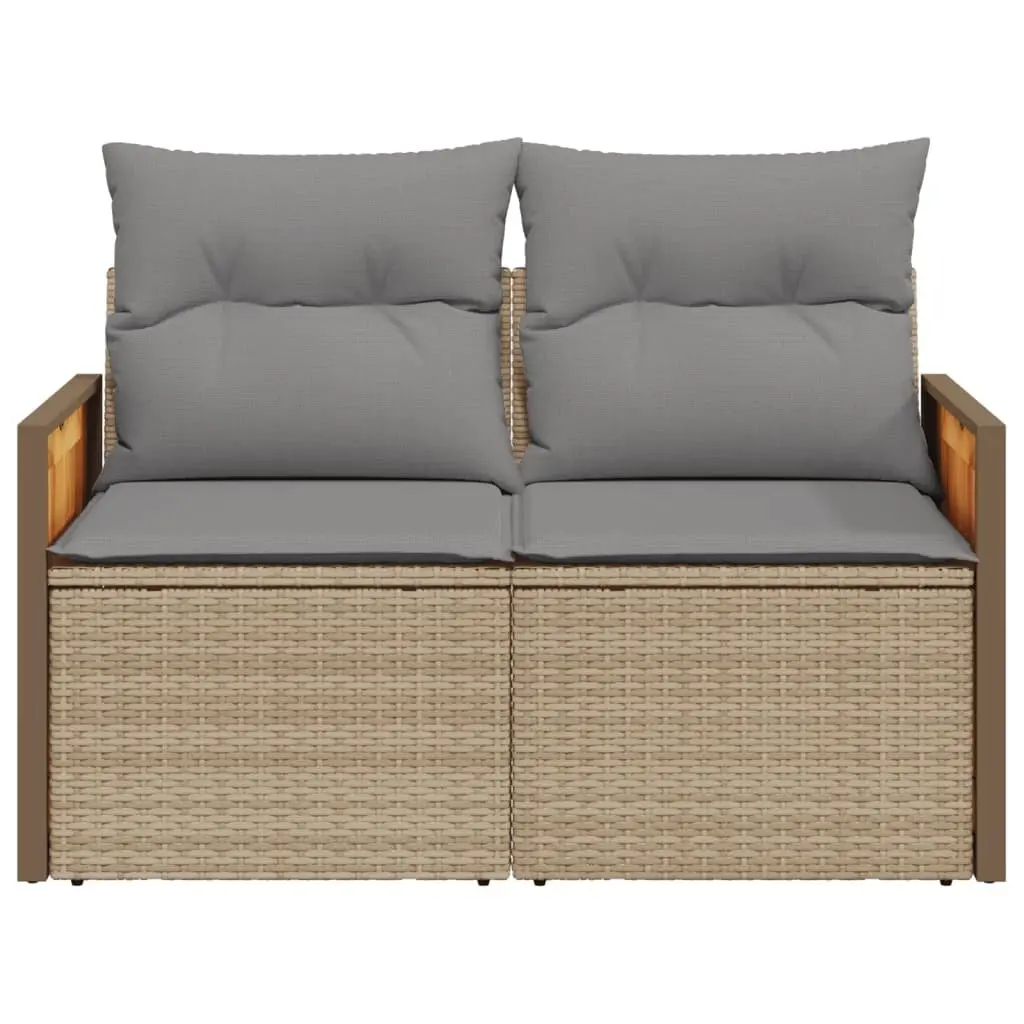 2-Seater Garden Sofa Outdoor Seating with Cushions Storage Beige Patio Furniture
