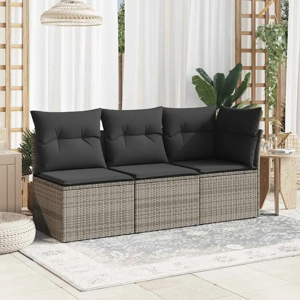 Modular Outdoor Seating Grey Poly Rattan Armless Garden Sofa with Cushions