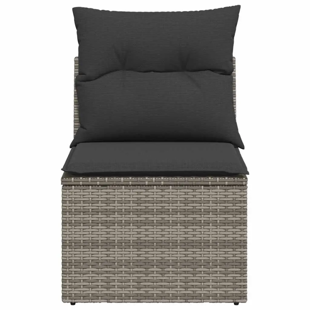 Modular Outdoor Seating Grey Poly Rattan Armless Garden Sofa with Cushions