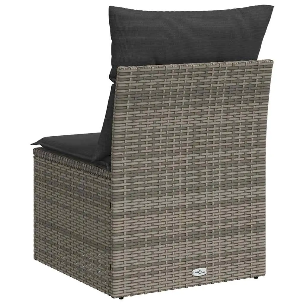 Modular Outdoor Seating Grey Poly Rattan Armless Garden Sofa with Cushions