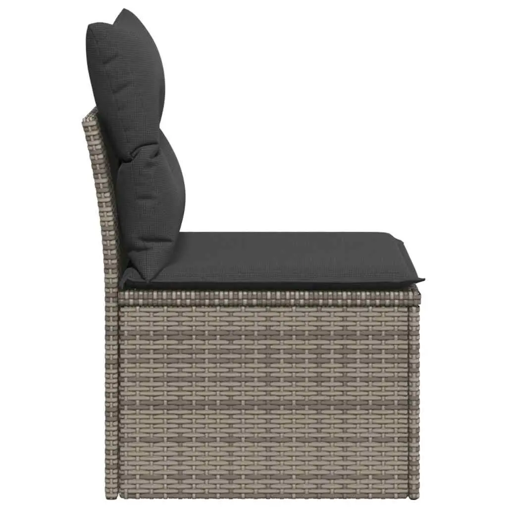 Modular Outdoor Seating Grey Poly Rattan Armless Garden Sofa with Cushions