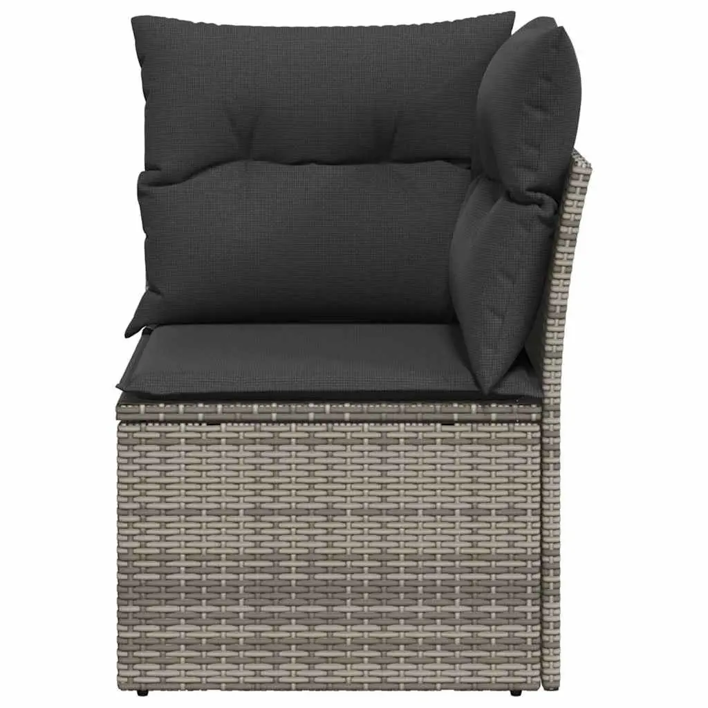 Modular Outdoor Corner Sofa Grey Poly Rattan with Removable Washable Cushions