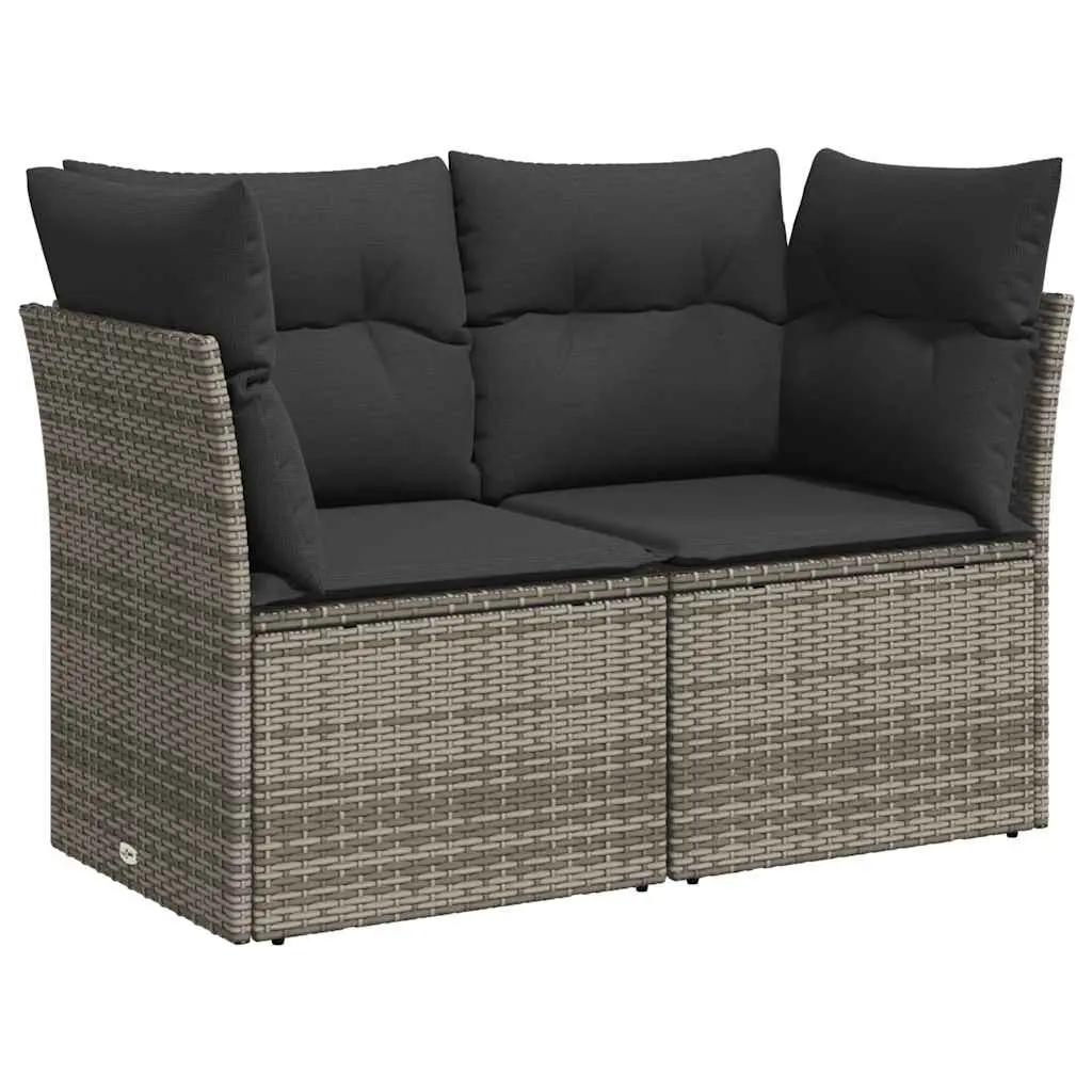 Outdoor Sofa PE Rattan 2-Seater Grey with Cushions