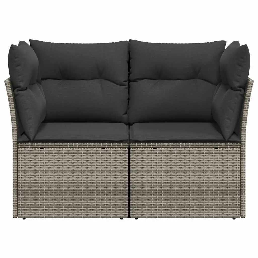 Outdoor Sofa PE Rattan 2-Seater Grey with Cushions